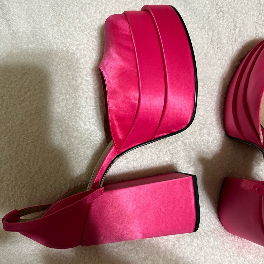 Steve Madden Charlize Pink Satin Platforms